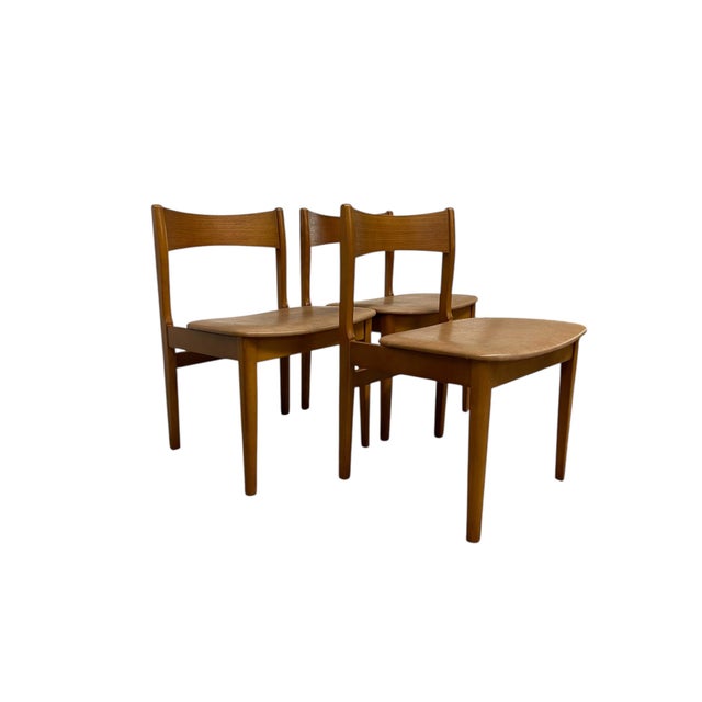 1970s Mid-Century Modern Dining Chairs, Set of 3, Wooden Frames With Curved Backrests and Upholstered Seats For Sale - Image 10 of 10