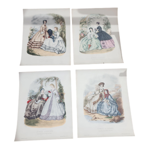 Vintage 1960s French Fashion Reproduction Art Prints - Set of 4