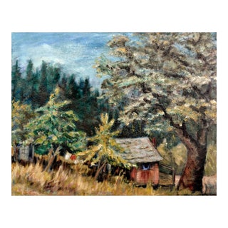 Cabin in the Trees Spring Landscape by n.c. McNickle For Sale