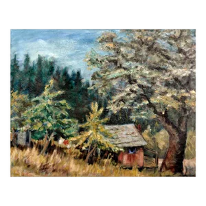 Cabin in the Trees Spring Landscape by n.c. McNickle