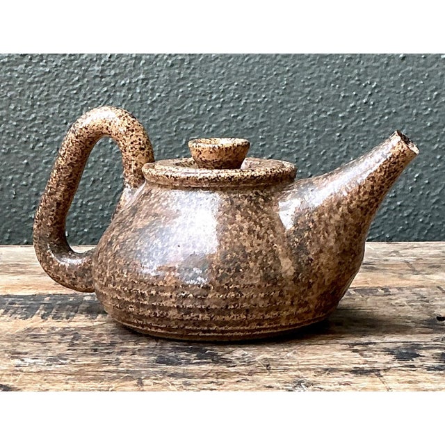 Vintage Handcrafted Ceramic Teapot For Sale - Image 12 of 15