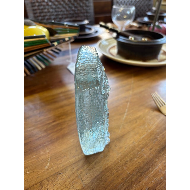 Owl figurine in the “ice floe" style, often attributed to designer Don Shepherd for Blenko Glass or DAS Designs. Heavy,...