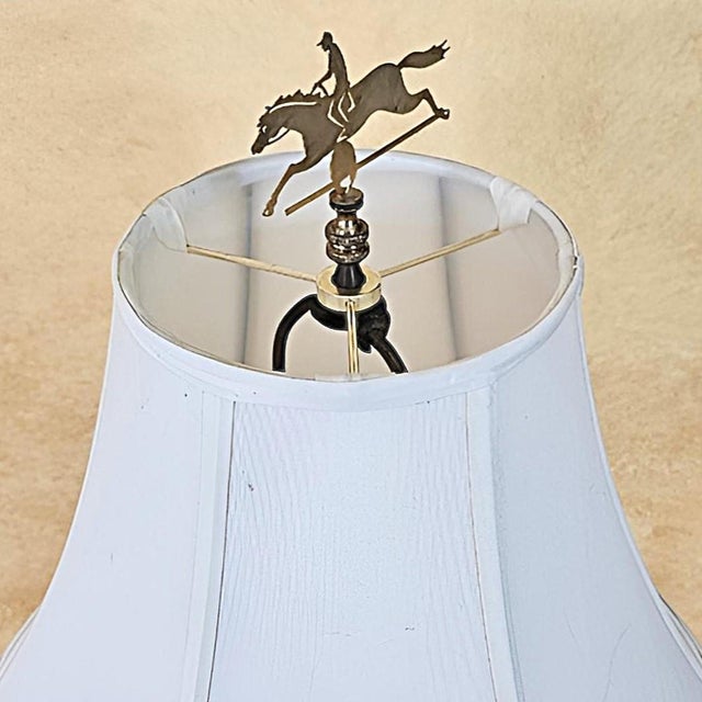 Late 20th Century Wildwood Neoclassical White Porcelain Urn Lamp With Horse & Jockey Finial – 29.5” For Sale - Image 9 of 18