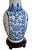 Late 20th Century Blue and White Chinoiserie Vase on Carved Wooden Stand For Sale - Image 5 of 7
