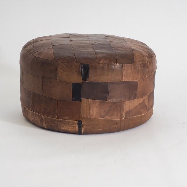 Vintage Leather Patchwork Ottoman, 1960s For Sale - Image 15 of 15