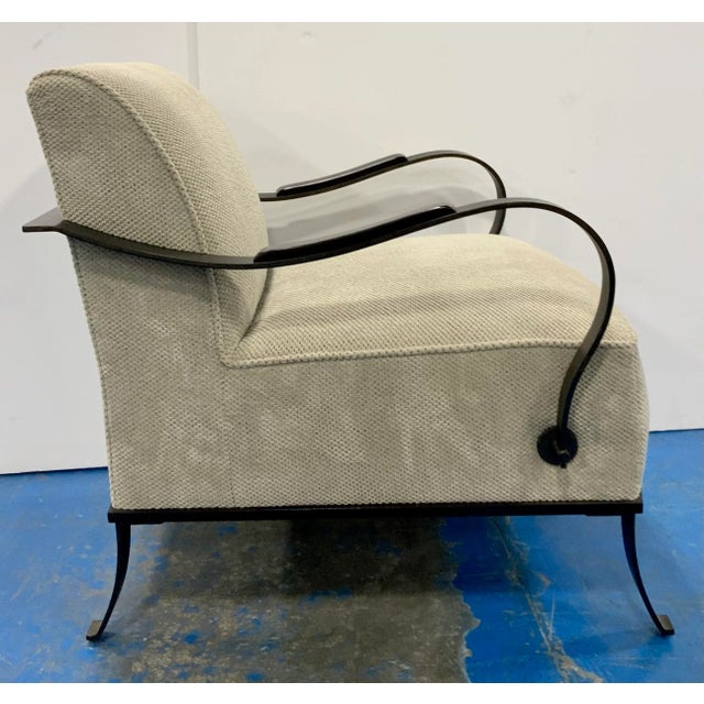 2020s Caracole Modern Beige Velvet Mixed Message Lounge Chair For Sale - Image 5 of 7