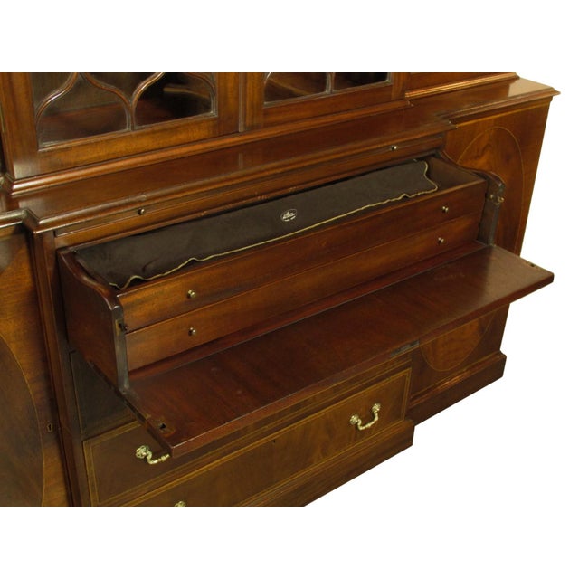 1950s 1950s Georgian Style Inlaid Breakfront, Attributed For Sale - Image 5 of 13