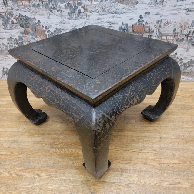 Antique Shanxi Province Linen Wrapped Elm Side Table For Sale - Image 9 of 11