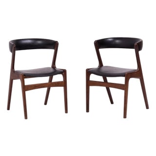 Pair of 1960's Danish Modern Attributed to Kai Kristiansen Sculpted Walnut Compass "Fire" Chairs For Sale