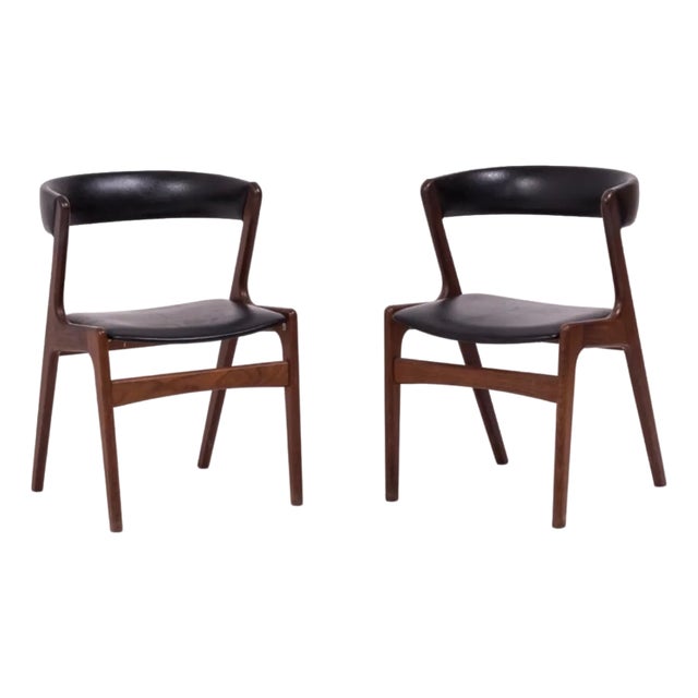 Pair of 1960's Danish Modern Attributed to Kai Kristiansen Sculpted Walnut Compass "Fire" Chairs For Sale