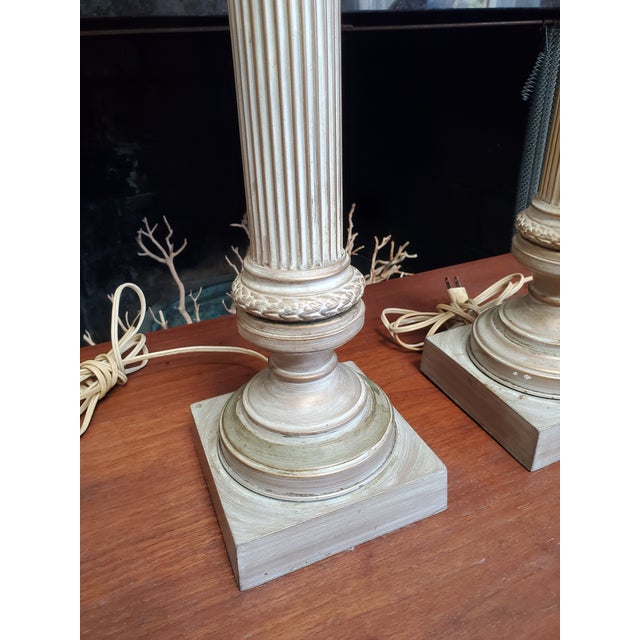 Tan 1950s Neo Classical Style Metal Indoor Lamps in the Style of Roman Columns For Sale - Image 8 of 11
