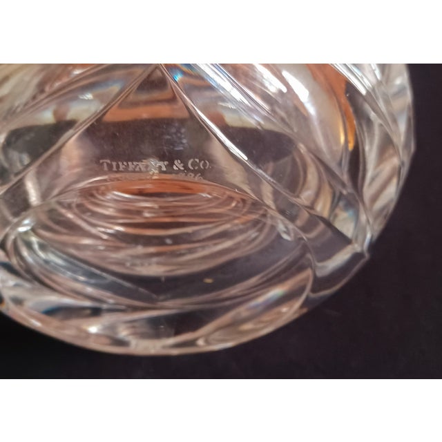 Vintage 1996 Tiffany & Co Emil Brost Mouthblown Hand Cut Waves Crystal Vase 8" For Sale - Image 9 of 13