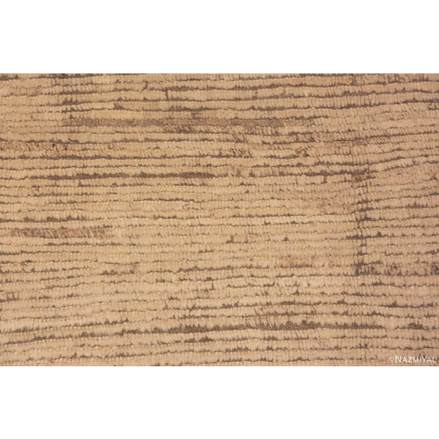 Moroccan Nazmiyal Collection Small Light Ivory Cream Color Modern Moroccan Style Abstract Area Rug For Sale - Image 3 of 4