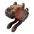 Hand-Carved Wooden Feline Sculpture With Metal Detailing For Sale
