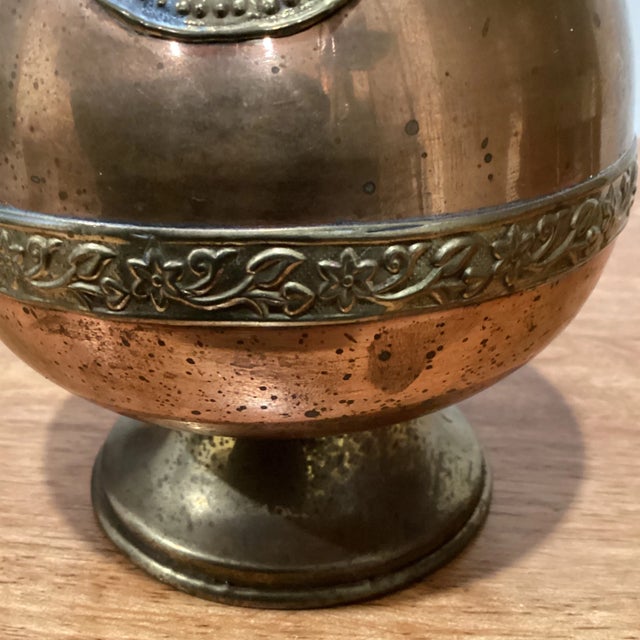 Vintage Late 20th Century Copper and Brass Pitcher Vessel For Sale - Image 9 of 13