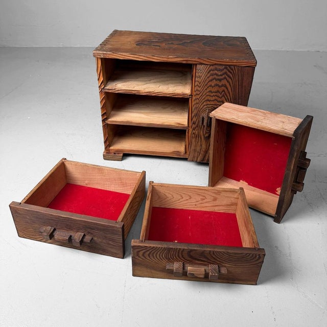 Japanese Sugi Storage Cabinet with Drawers and Door, 1960s For Sale - Image 4 of 11