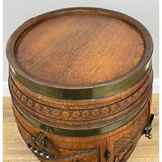 Vintage French Style Barrel Drink Cabinet in Oak For Sale - Image 10 of 12