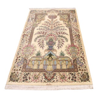 Middle Eastern Rug in Hand-Knotted Silk For Sale