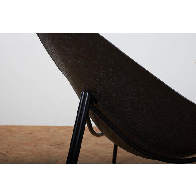 Black Tripod Easy Chair in Black Tubular Steel and Black Fiberglass Seat Shell by Ed Mérat for Unbekannt, 1958 For Sale - Image 8 of 14