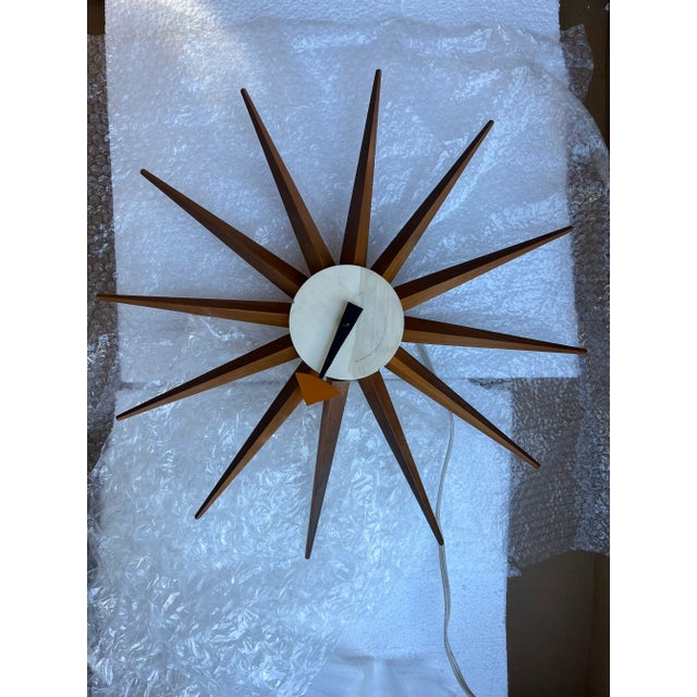 Original vintage George Nelson Attributed Starburst clock in the style of Howard Miller Clock Company of Zeeland,...