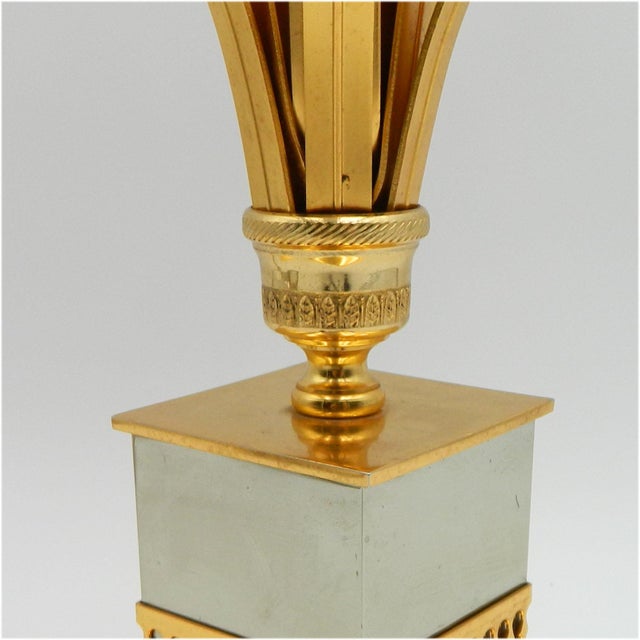 Metal Brass Table Lamp with Golden Leaves by Boulanger, 1970s For Sale - Image 7 of 11