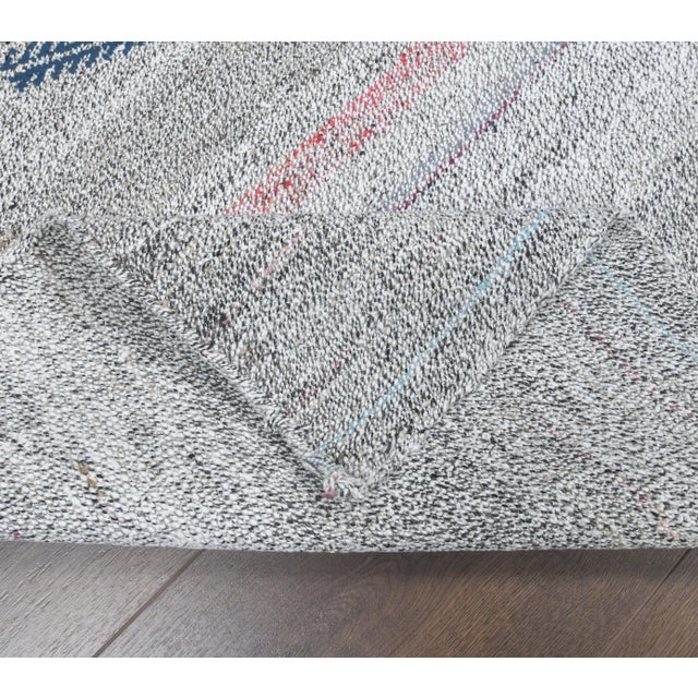 Textile Turkish Vintage Kilim Handwoven Flatweave Wool Rug For Sale - Image 7 of 8