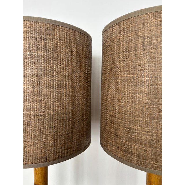 Postmodern Bamboo and Glass Lampshades, Italy, 1980s, Set of 2 For Sale - Image 3 of 11