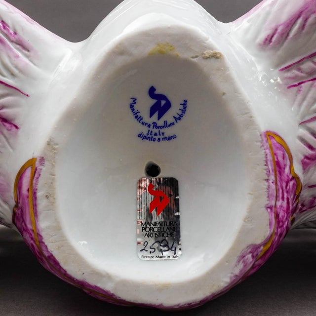 Purple Mid 20th Century Capodimonte Manifattura Porcellane Artistiche Italy Porcelain Peacock Sculpture For Sale - Image 8 of 8