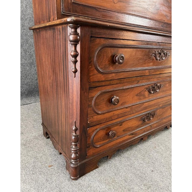 19th Century Rosewood Secretary Desk With Bookcase Top For Sale - Image 16 of 18