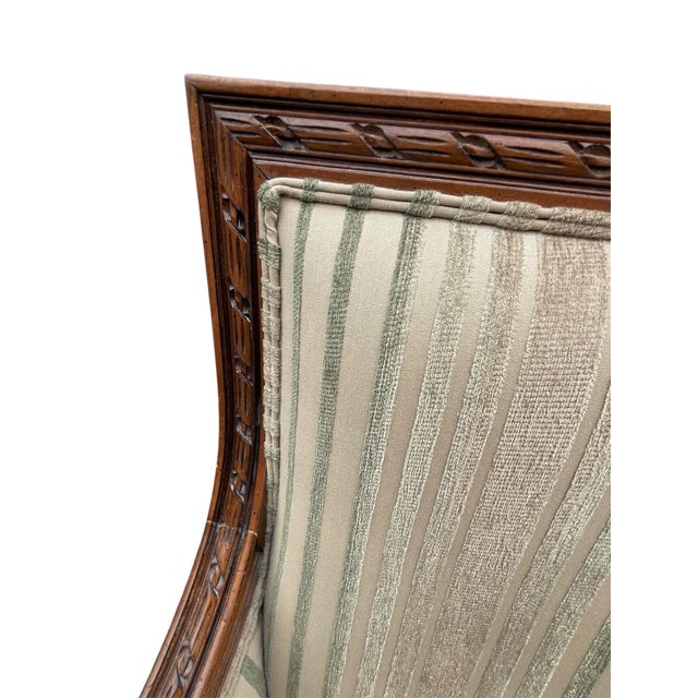 Avocado Vintage Ethan Allen French Louis XVI Style Lounge Chairs Bergere- A Pair For Sale - Image 8 of 11