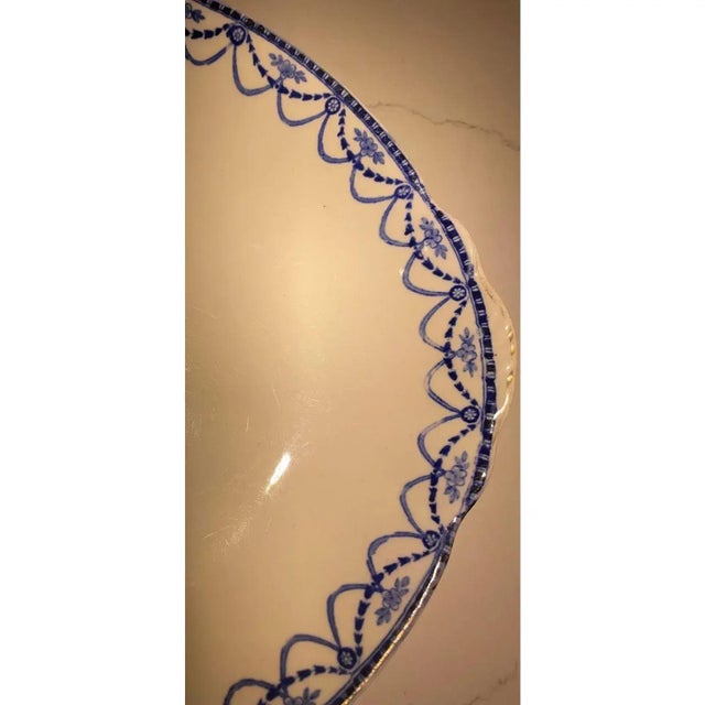 Early 20th Century Antique Blue & White Serving Platter For Sale In Chicago - Image 6 of 12