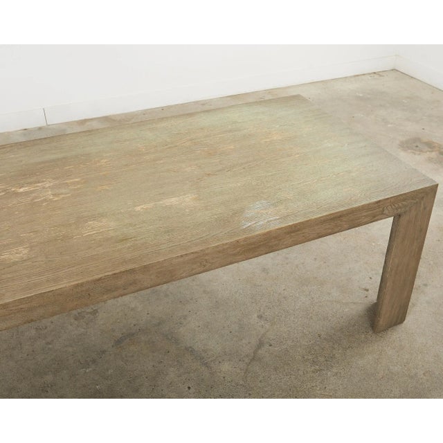 Cerused Distressed Oak Parsons Style Rectangular Dining Table For Sale In Sacramento - Image 6 of 12