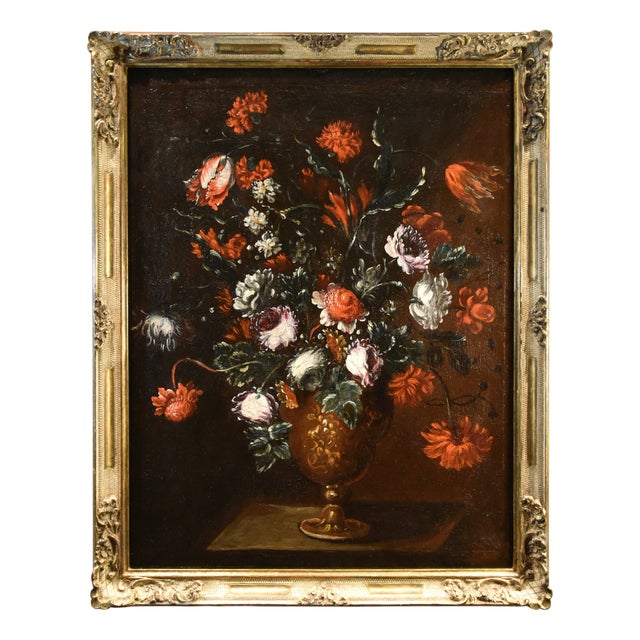Francesca Volò Smiller detta Vincenzina, Still Life with Flowers, 1680, Oil on Canvas For Sale