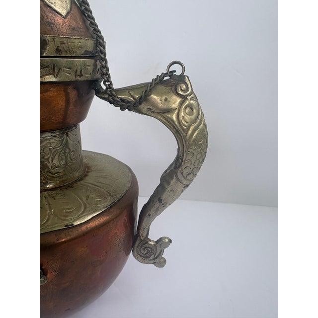 Vintage Tibetan Copper & Brass Dragon Ewer Teapot With Chained Lid For Sale In Orlando - Image 6 of 11