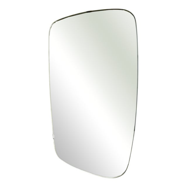 Mid-Century Modern Italian Asymmetrical Brass Wall Mirror, 1950s For Sale