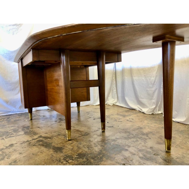 Mid 20th Century Wood Boomerang Desk by Standard Furniture Co. For Sale - Image 4 of 12