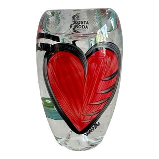 Kosta Boda Art Glass Hearts Candle Holder by Ulrica Hydman Vallien For Sale
