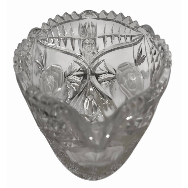 Glass Vintage Attributed to Mikasa Crystal Frosted Rose Water Pitcher For Sale - Image 7 of 9