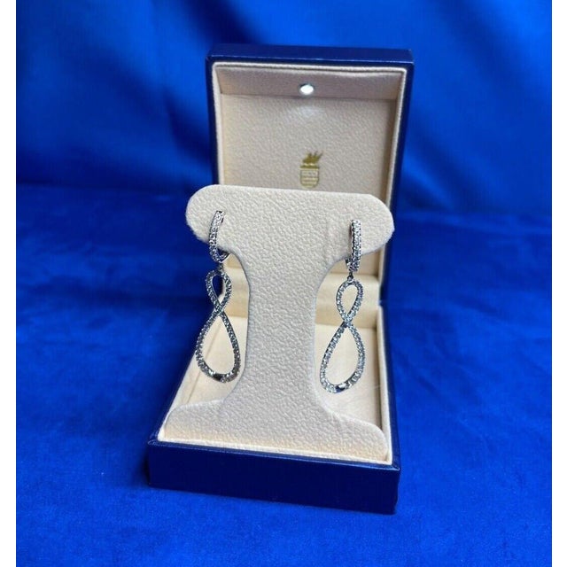 2.5 Carat Fancy Round Pear Shape Brilliant Cut Diamond Hoop 14 Karat White Gold, A Pair For Sale - Image 9 of 9