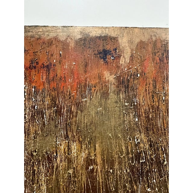 1990s Abstract Textured Brown and Gold Painting For Sale - Image 5 of 8