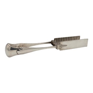 Antique French Silver Plate Asparagus Tongs Attributed to Christofle, Circa 1900 For Sale