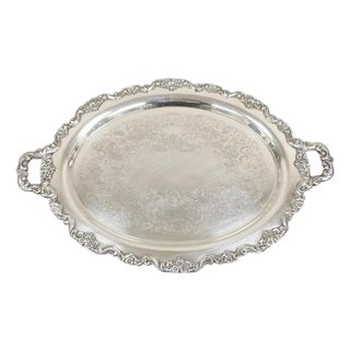 Vintage Poole 400 Lancaster Rose Silver Plated Serving Platter Bar Tray (B) For Sale