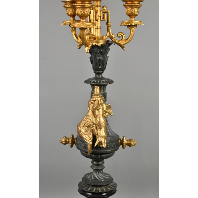 Napoleon III Decorative Gilt and Slate Candelabra For Sale - Image 5 of 15