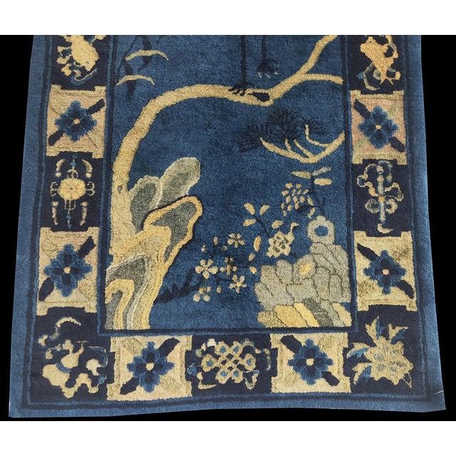 1930s 1930s Blue Animalia Antique Chinese Peking Rug 3' 0" X 5' 0" Handknotted Wool Carpet For Sale - Image 5 of 5