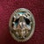 Metal Antique Gold Art Nouveau Oval Lady Lapel Pin With Bow For Sale - Image 7 of 11