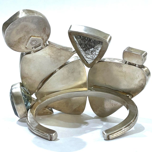 Vintage Statement Cuff Bracelet - Sterling Silver - Semi-Precious Stones - Studio Greytak Montana For Sale - Image 15 of 16
