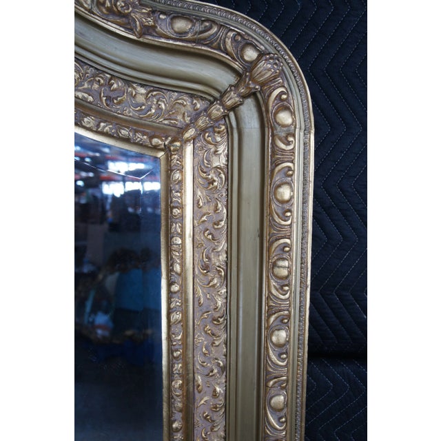 Wood 20th Century French Louis XVI Giltwood Dressing Floor Pier Mirror Beveled Glass For Sale - Image 7 of 12