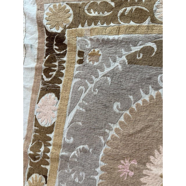 Tribal Suzani Tablecloth From Bukhara 4'7'' X 4'10'' For Sale In New York - Image 6 of 11