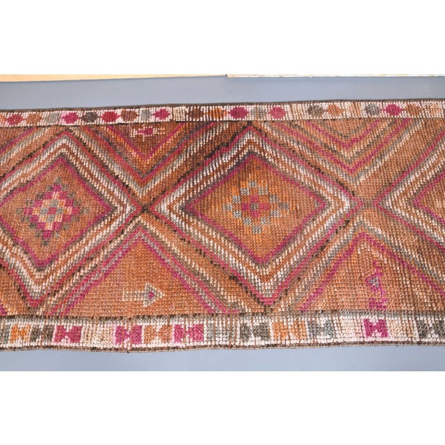 1960s Vintage Coral-Red, Orange Turkish Hand-Knotted Runner For Sale - Image 5 of 9