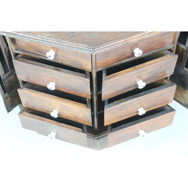 Late 19th Century Antique Half Octagon Multi-Drawer Hardware Store Cabinet For Sale - Image 5 of 8